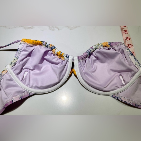 CUPSHE Suit, bikini, Purple/orange flower design, Size L - Picture 7 of 11